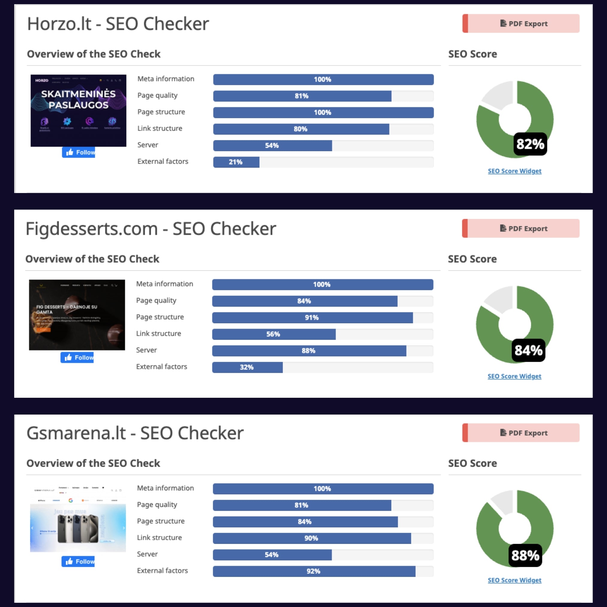 shopify vidinio seo paslaugu rezulatai