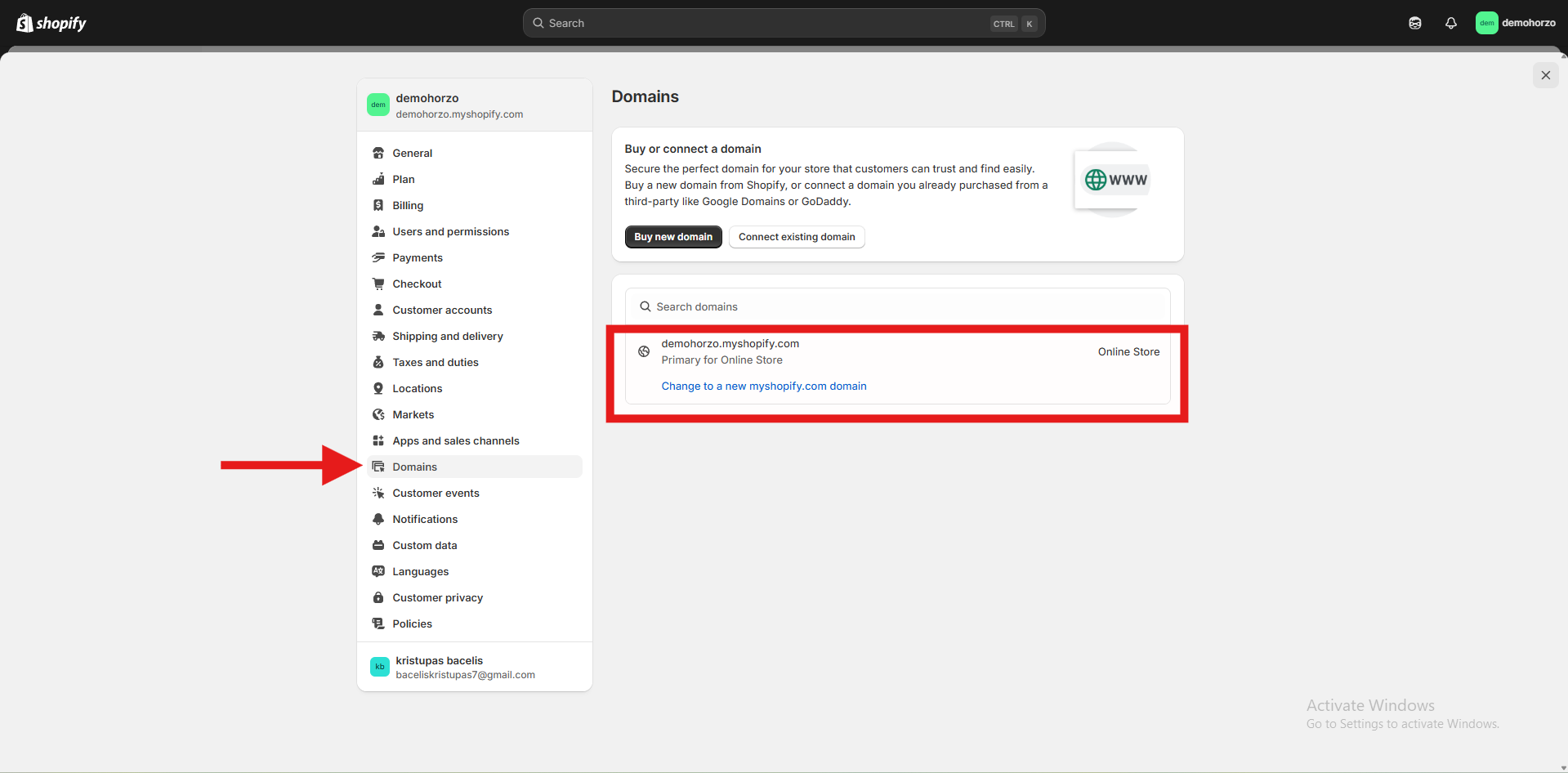 domain skiltyje rasite domena, per kuri galės prisijungti kolegos