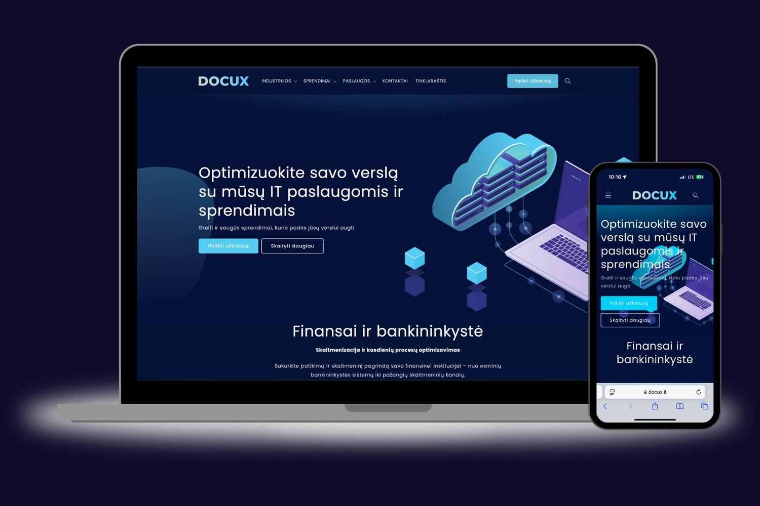 Shopify paslaugu puslapis su kainomis