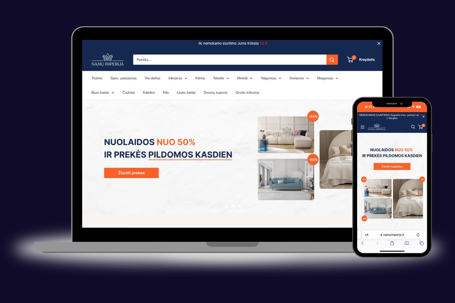 baldu elektronine shopify parduotuve